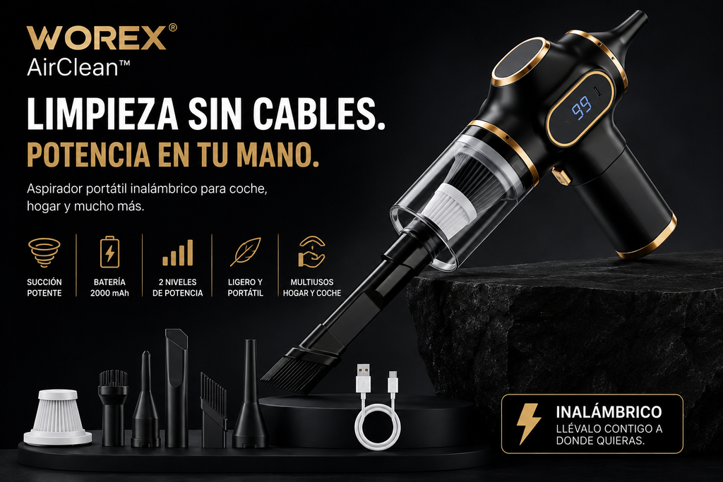 WOREX AirClean™ | Aspirador Portátil para Coche