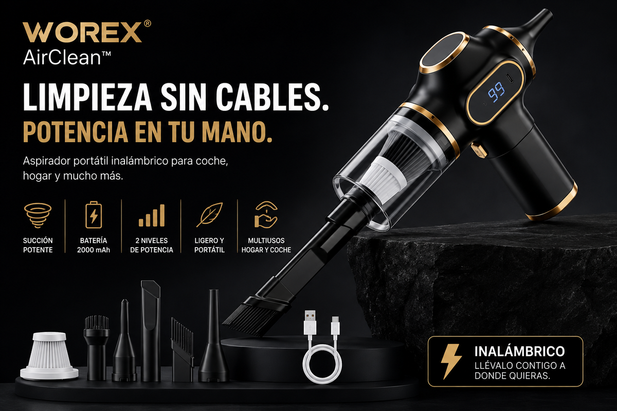 WOREX AirClean™ | Aspirador Portátil para Coche